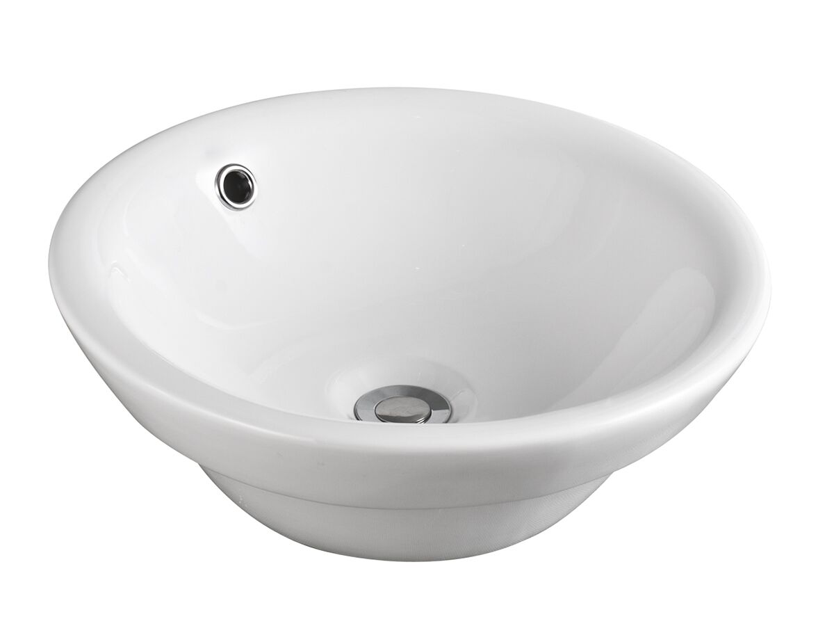 reece Kado Lux Round Semi Inset Basin 430mm No Taphole White with Overflow