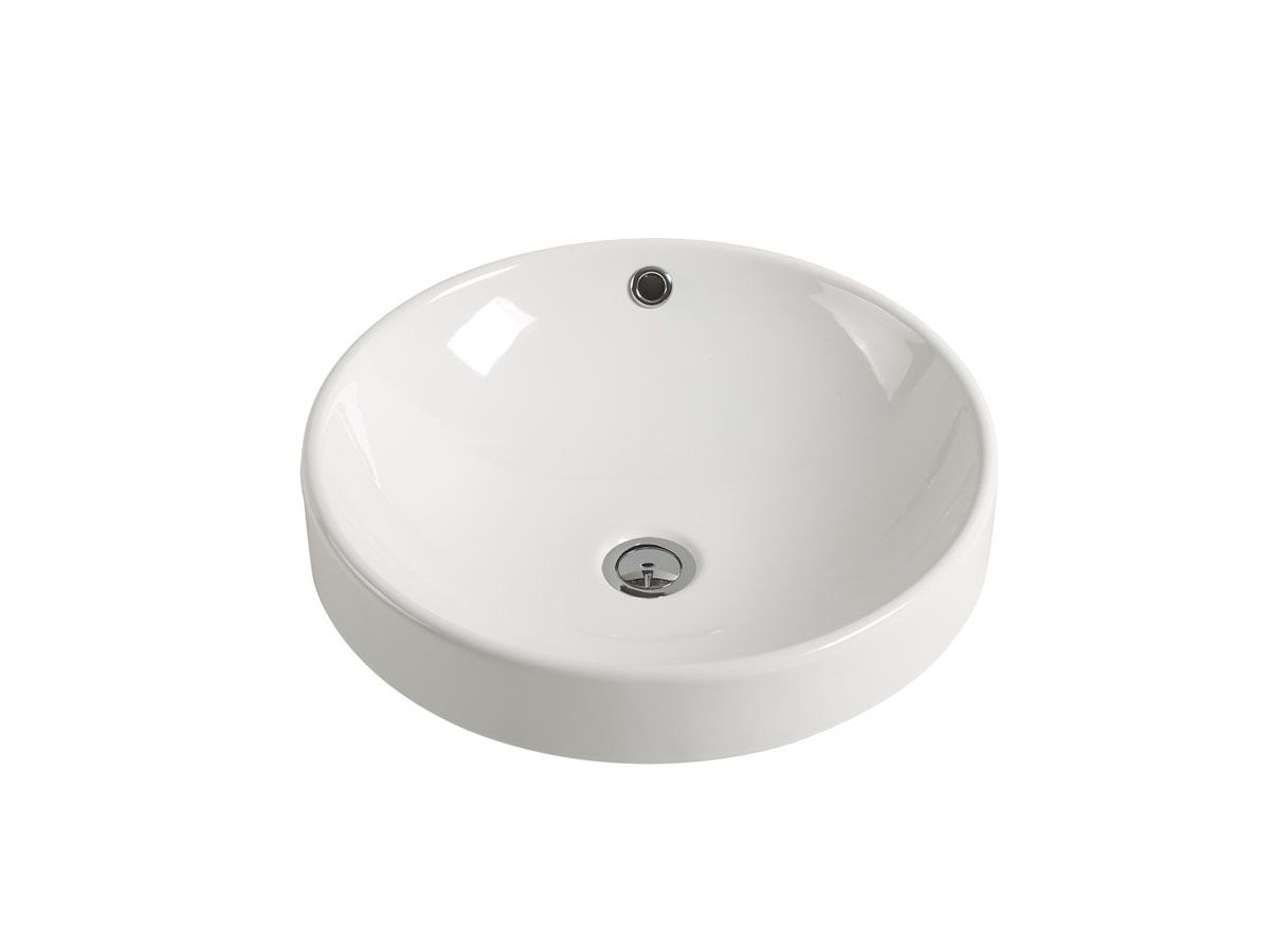 Reece Kado Lux Round Semi Inset Basin 465mm No Taphole White With Overflow