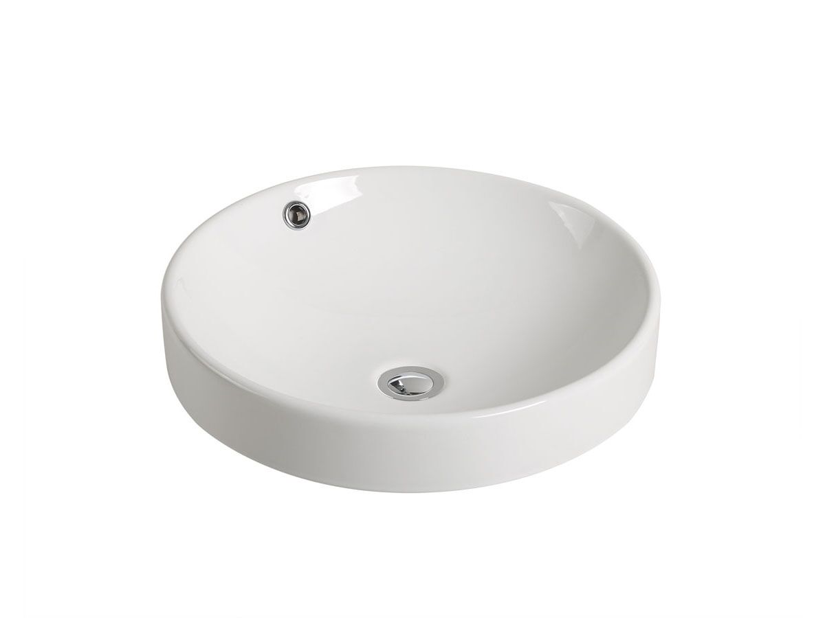 Reece Kado Lux Round Semi Inset Basin 465mm No Taphole White With Overflow