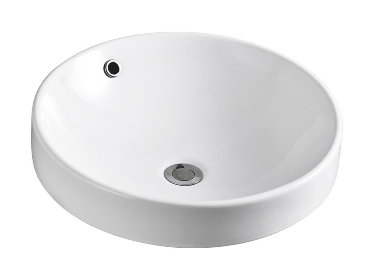 reece Kado Lux Round Semi Inset Basin 465mm No Taphole White with Overflow