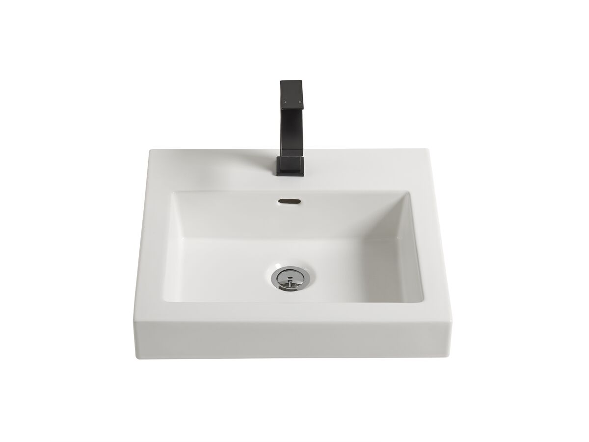 reece Kado Lux Semi Inset Basin 1 Taphole with Overflow White