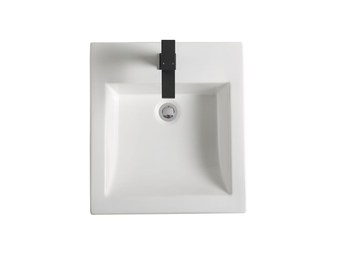 Reece Kado Lux Semi Recessed Basin 410mm X 460mm 1 Taphole White With Overflow