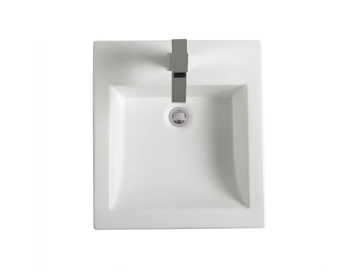 Reece Kado Lux Semi Recessed Basin 410mm X 460mm 1 Taphole White With Overflow