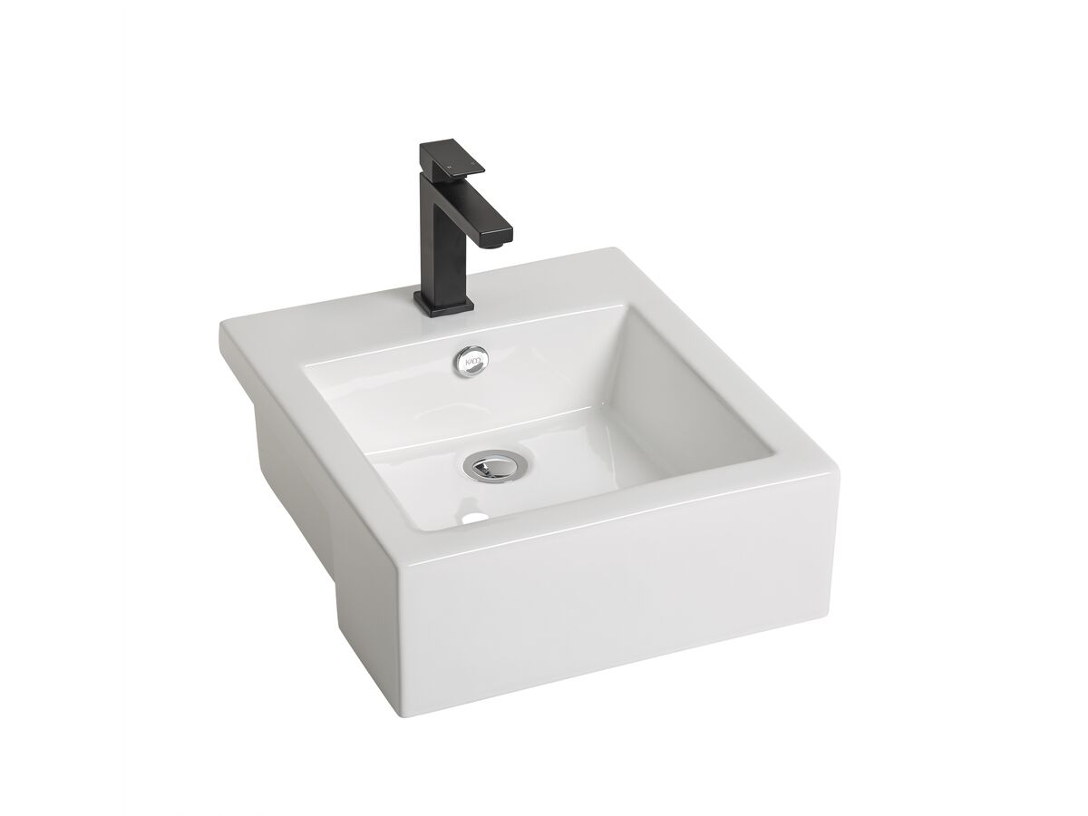 reece Kado Lux Semi Recessed Basin 410mm x 460mm 1 Taphole White with Overflow