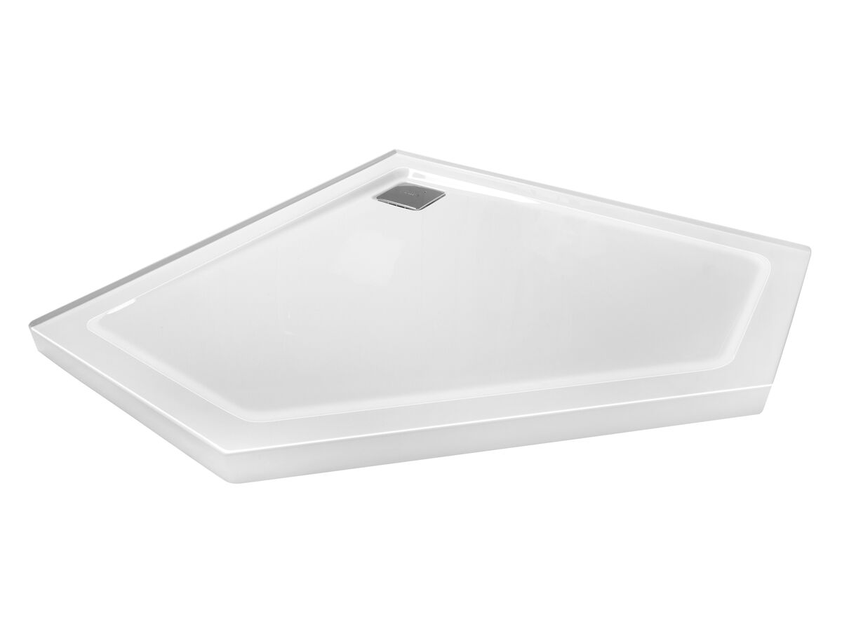 reece Kado Lux Shower Base 1000mm x 1000mm Angled Rear Outlet 3 Tile White