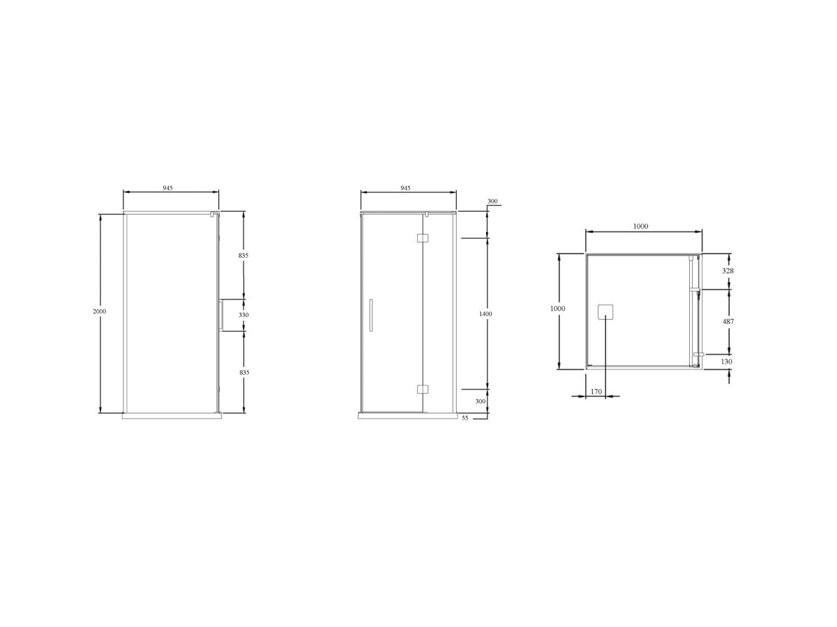 Reece Kado Lux Shower System 1000mm X 1000mm Rear Outlet Chrome