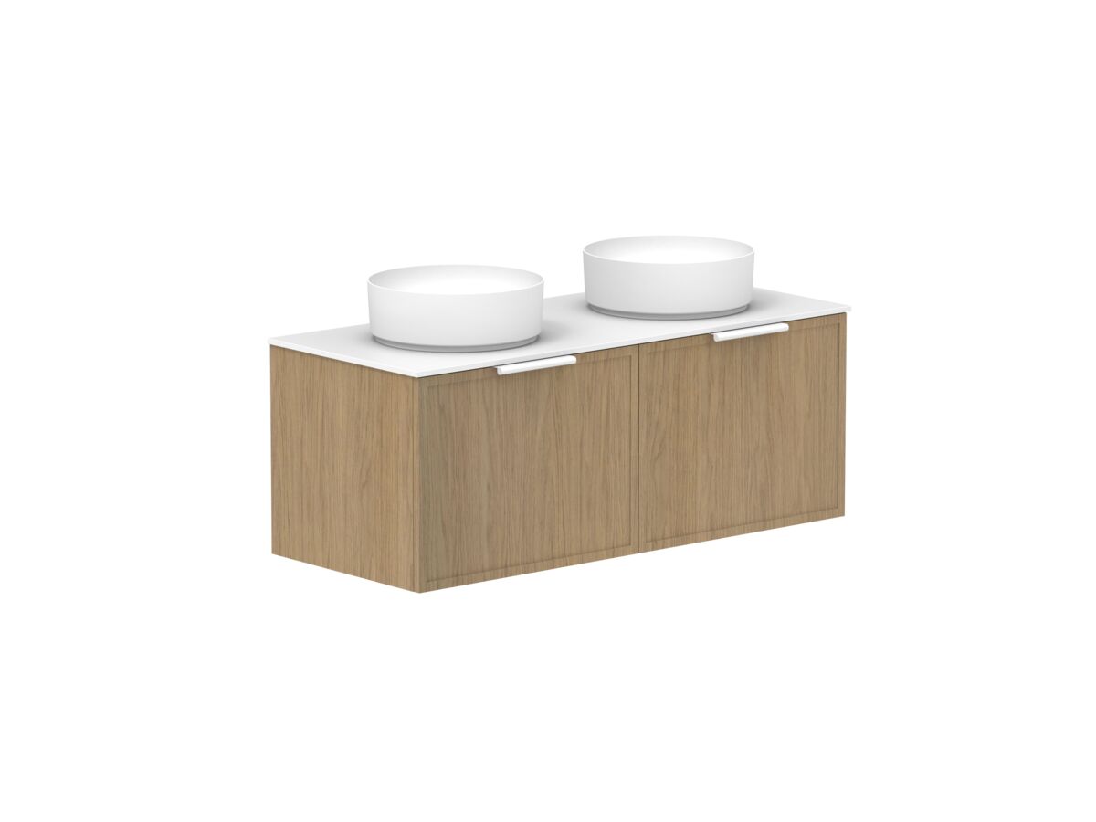 reece Kado Lux Slim All Drawer 1200mm Wall Hung Vanity Double Basin 12mm Durasein Top