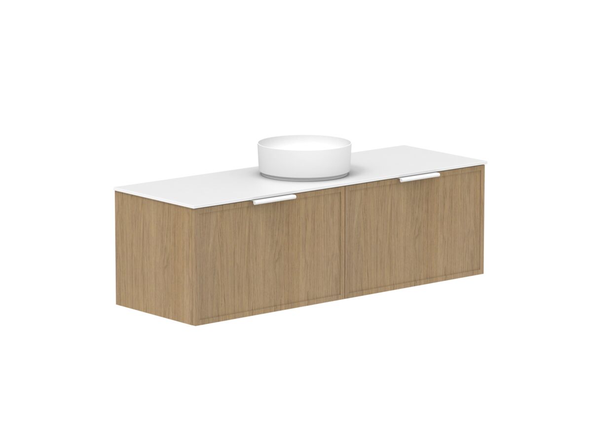 reece Kado Lux Slim All Drawer 1500mm Wall Hung Vanity Centre Basin 12mm Durasein Top