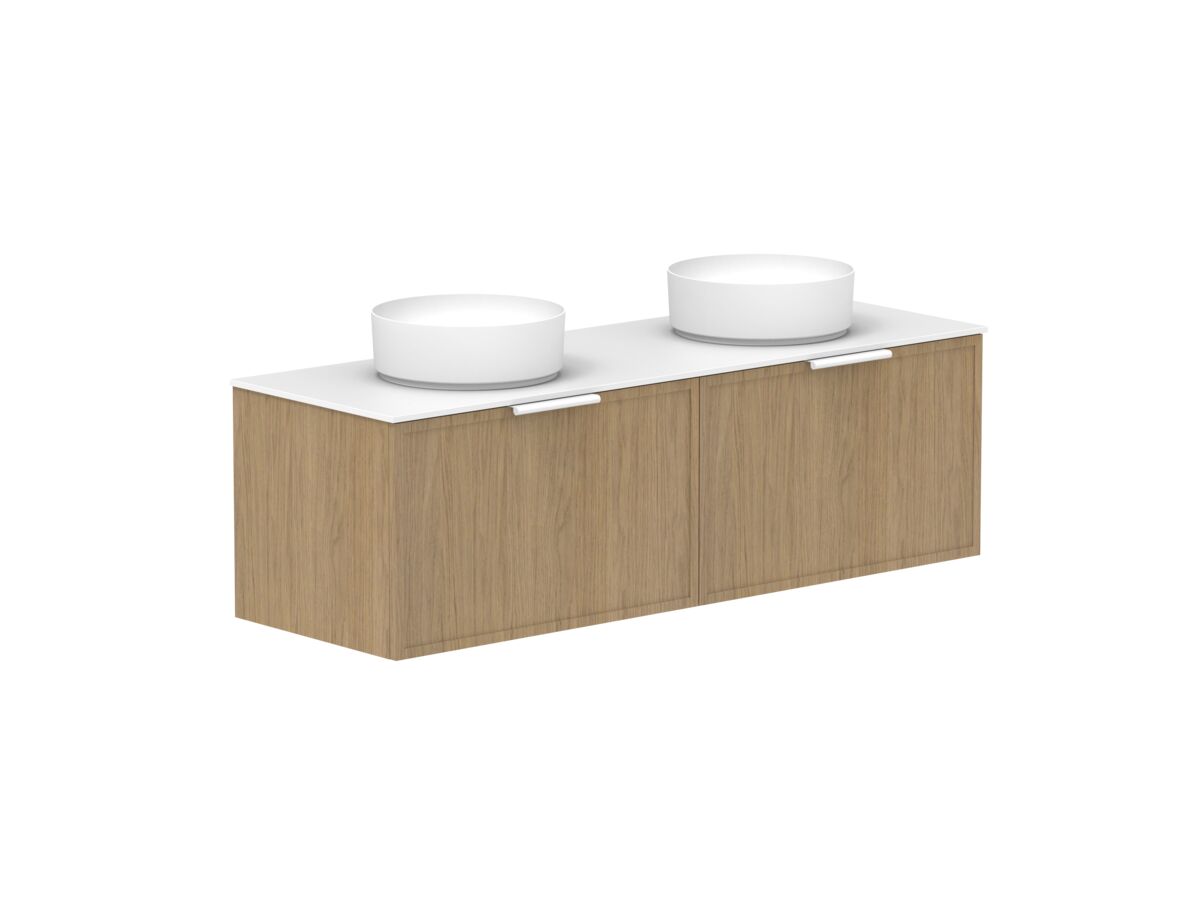reece Kado Lux Slim All Drawer 1500mm Wall Hung Vanity Double Basin 12mm Durasein Top