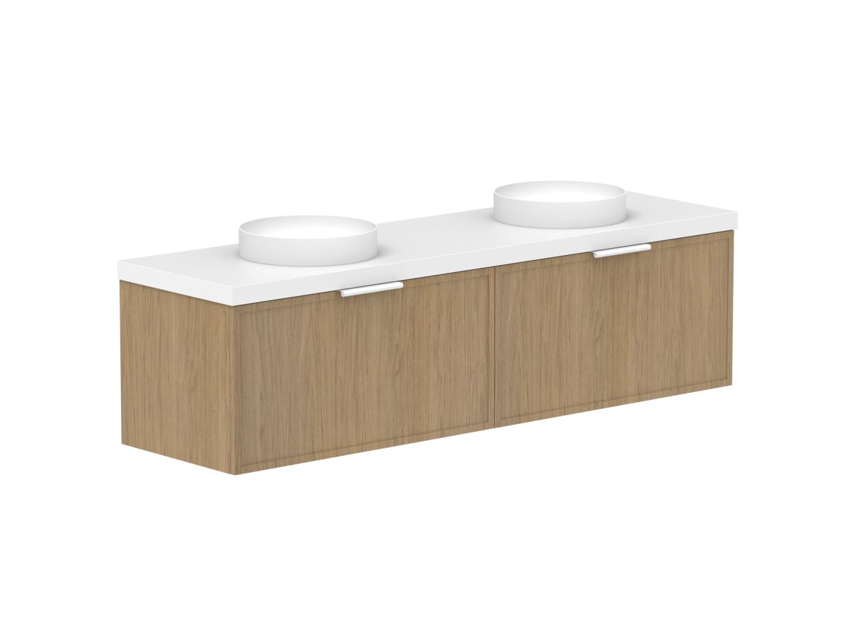 reece Kado Lux Slim All Drawer 1800mm Wall Hung Vanity Double Basin 50mm Durasein Top