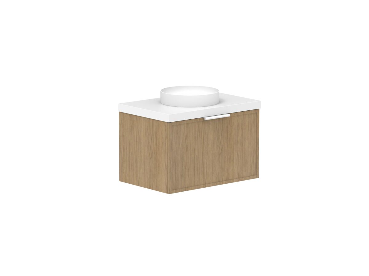 reece Kado Lux Slim All Drawer 750mm Wall Hung Vanity Centre Basin 50mm Caesarstone Mineral Top