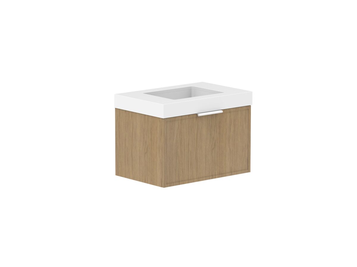 reece Kado Lux Slim All Drawer 750mm Wall Hung Vanity Centre Basin 90mm Durasein Top