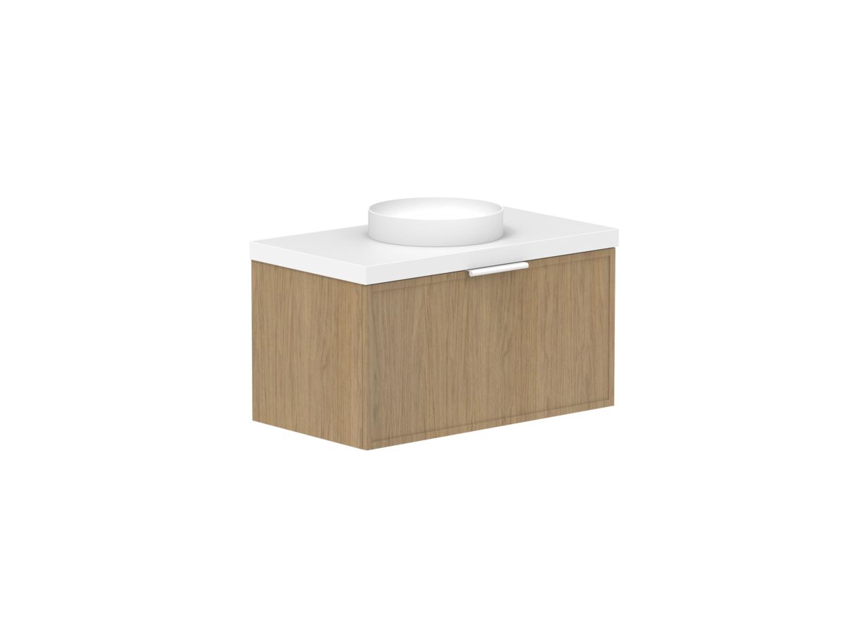 reece Kado Lux Slim All Drawer 900mm Wall Hung Vanity Centre Basin 50mm Cherry Pie Top