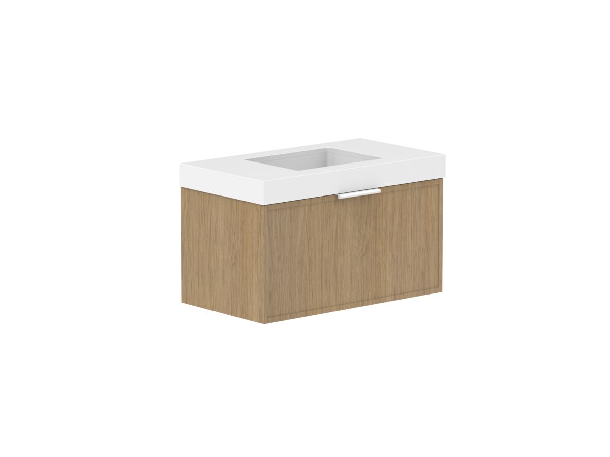 reece Kado Lux Slim All Drawer 900mm Wall Hung Vanity Centre Basin 90mm Cherry Pie Top