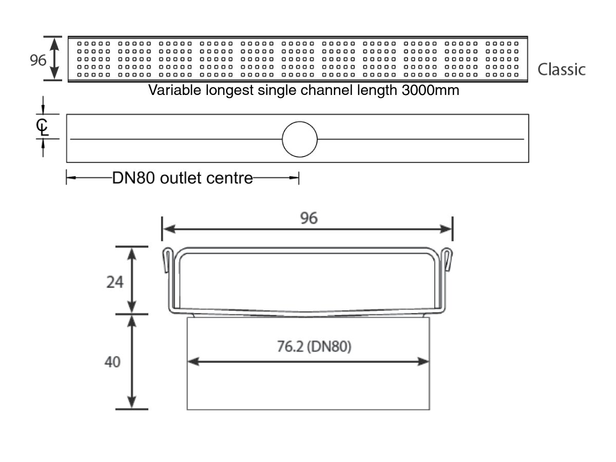 Reece Kado Lux Square Shower Channel Custom Welded Ends Made To Length Satin