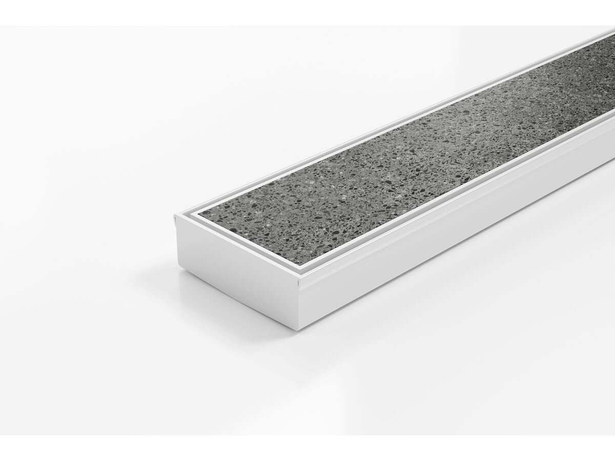 reece Kado Lux Tile Insert Channel Welded Ends Centre Outlet Matte White 1200mm