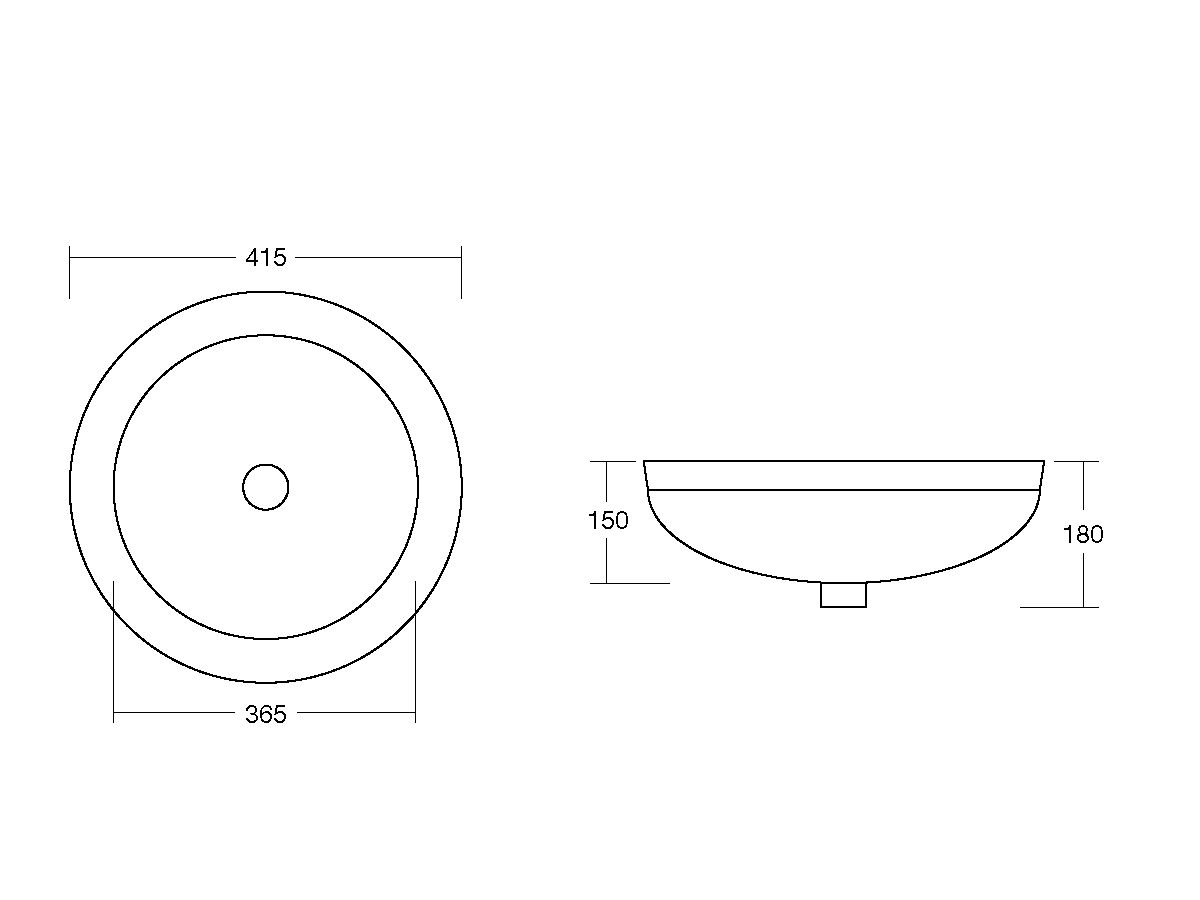 Reece Kado Lux Under Counter Basin Round White With Overflow