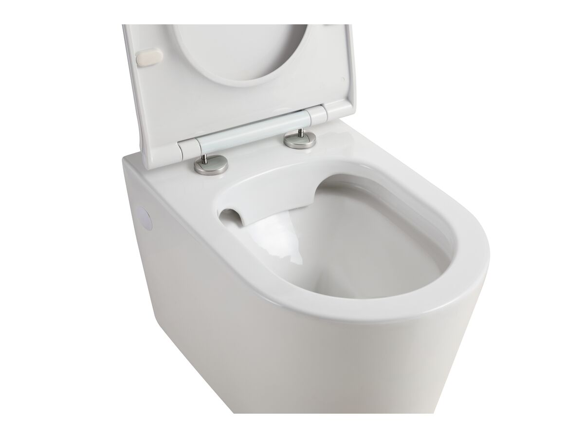 Reece Kado Lux Wall Hung Rimless Pan With Thin Soft Close Quick Release Seat White (4 Star)