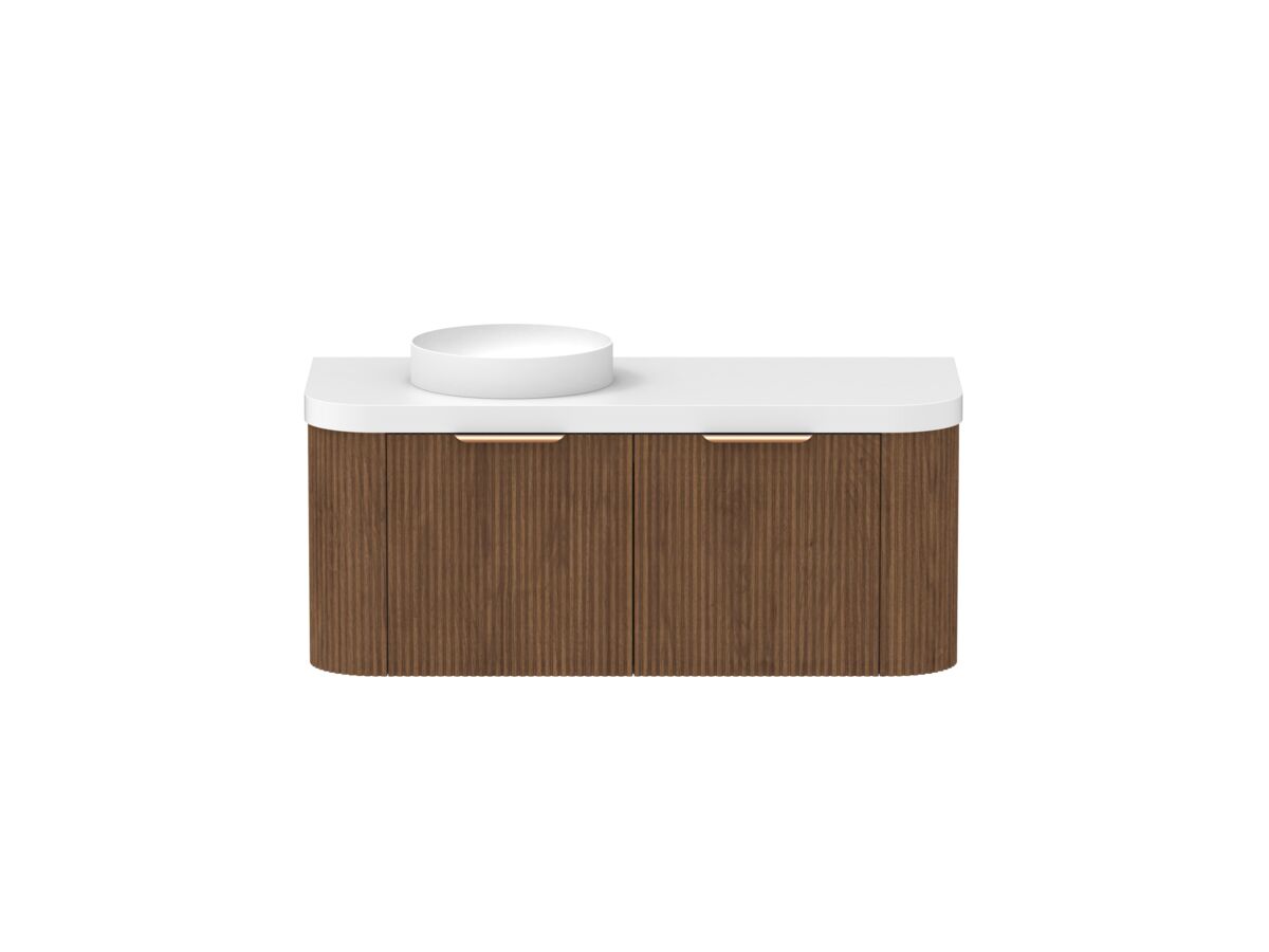 reece Kado Neue Fluted Double Curve All Door 1200mm Wall Hung Vanity Left Hand Basin 50mm Durasein Top