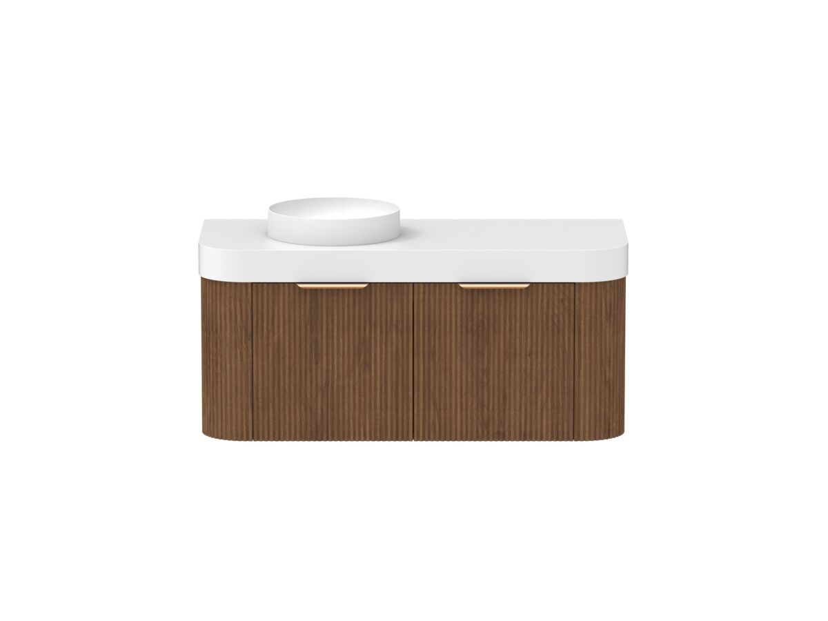 reece Kado Neue Fluted Double Curve All Door 1200mm Wall Hung Vanity Left Hand Basin 90mm Durasein Top
