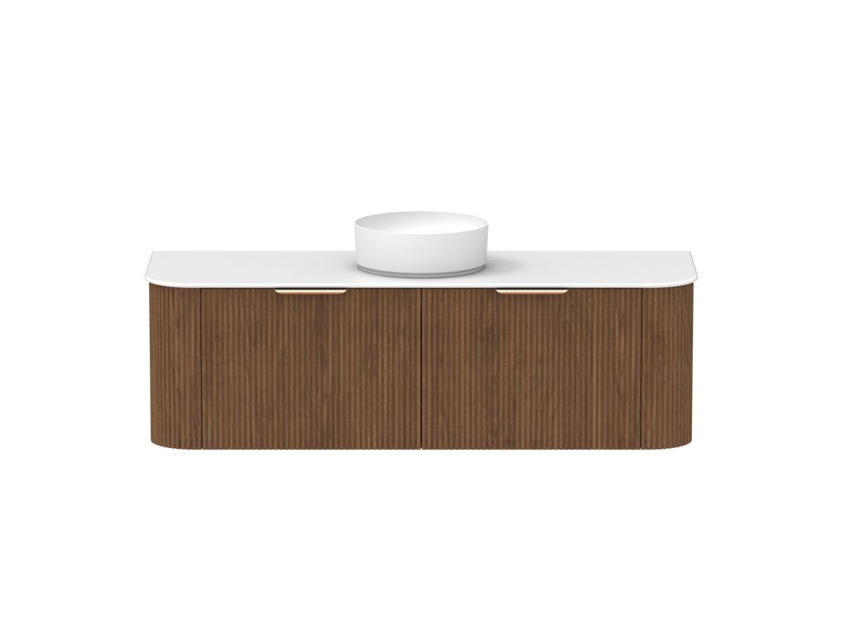 reece Kado Neue Fluted Double Curve All Door 1500mm Wall Hung Vanity Centre Basin 12mm Durasein Top