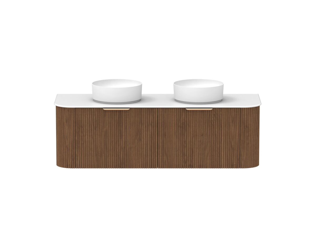 reece Kado Neue Fluted Double Curve All Door 1500mm Wall Hung Vanity Double Basin 12mm Durasein Top