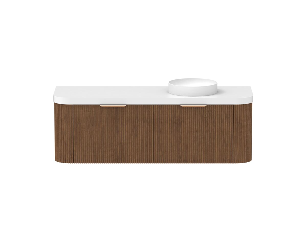 reece Kado Neue Fluted Double Curve All Door 1500mm Wall Hung Vanity Right Hand Basin 50mm Durasein Top