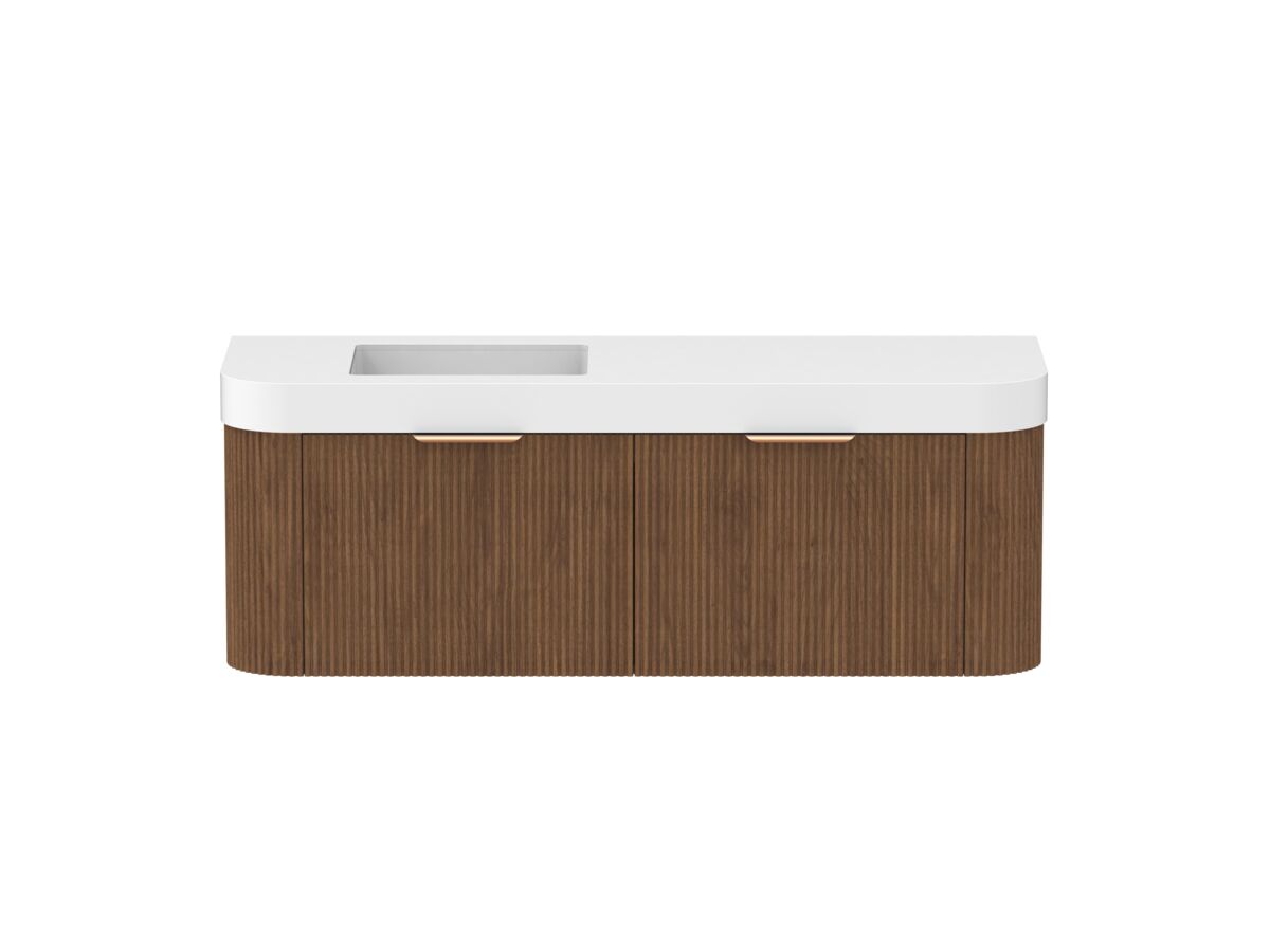 reece Kado Neue Fluted Double Curve All Door 1500mm Wall Hung Vanity Left Hand Basin 90mm Durasein Top