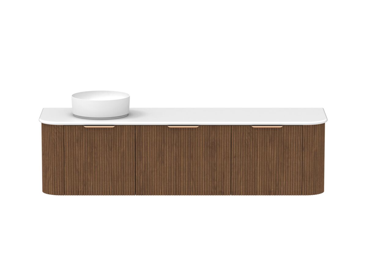 reece Kado Neue Fluted Double Curve All Door 1800mm Wall Hung Vanity Left Hand Basin 20mm Cherry Pie Top
