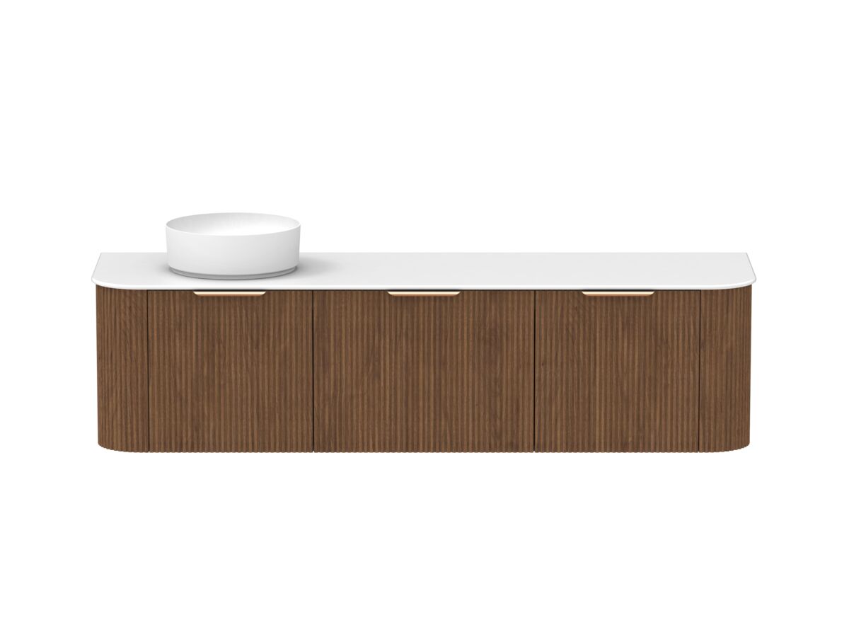 reece Kado Neue Fluted Double Curve All Door 1800mm Wall Hung Vanity Left Hand Basin 12mm Durasein Top