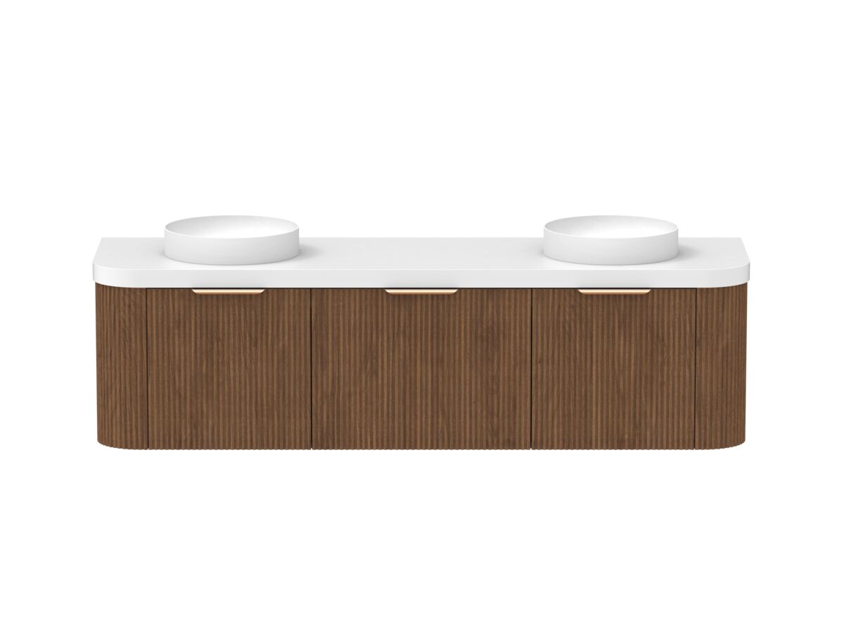 reece Kado Neue Fluted Double Curve All Door 1800mm Wall Hung Vanity Double Basin 50mm Durasein Top