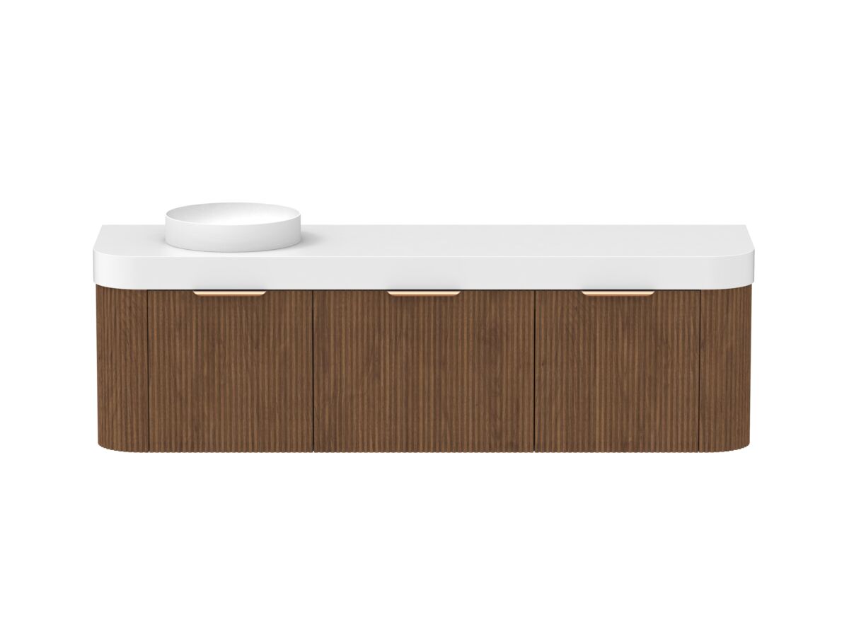 reece Kado Neue Fluted Double Curve All Door 1800mm Wall Hung Vanity Left Hand Basin 90mm Durasein Top