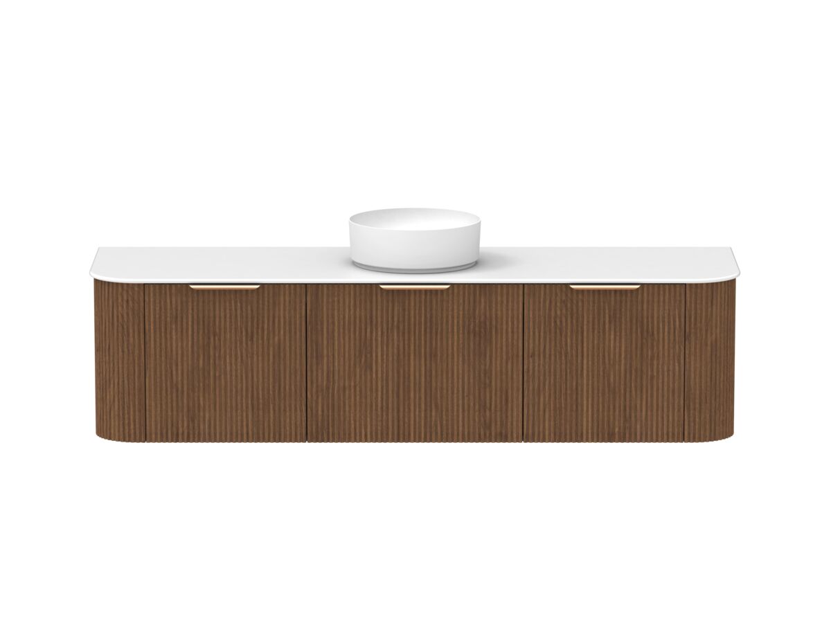 reece Kado Neue Fluted Double Curve All Door 1800mm Wall Hung Vanity Centre Basin 12mm Durasein Top