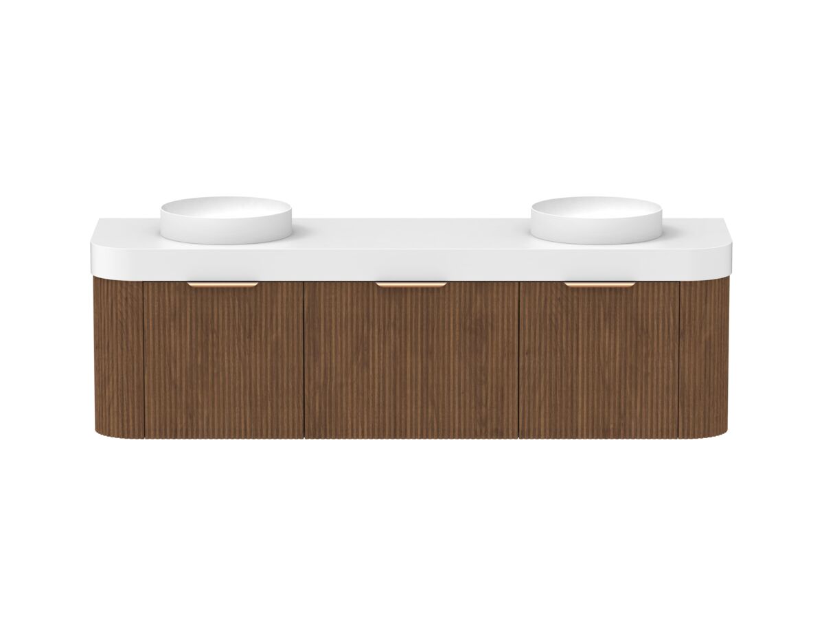 reece Kado Neue Fluted Double Curve All Door 1800mm Wall Hung Vanity Double Basin 90mm Durasein Top