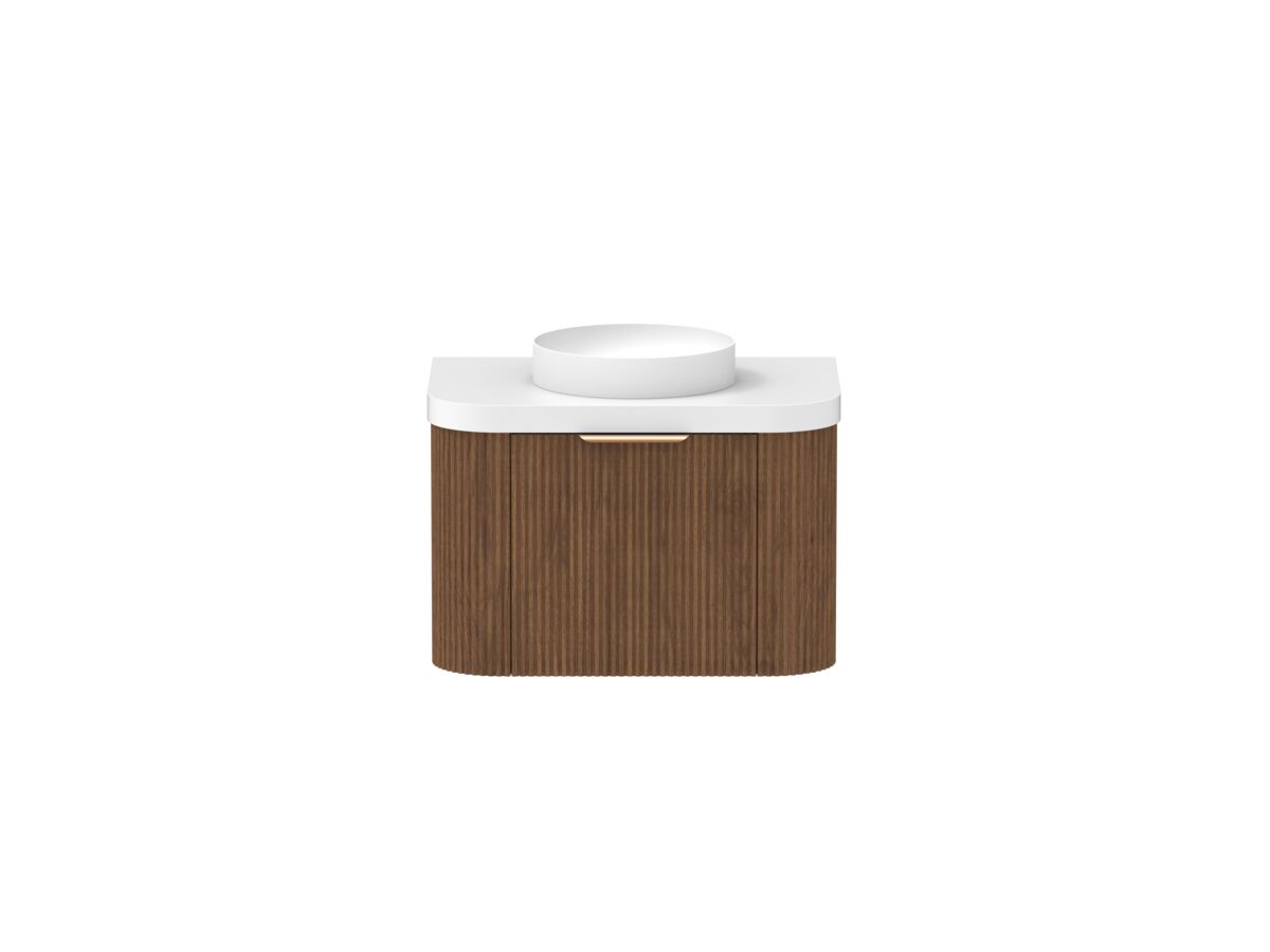 reece Kado Neue Fluted Double Curve All Door 750mm Wall Hung Vanity Centre Basin 50mm Durasein Top