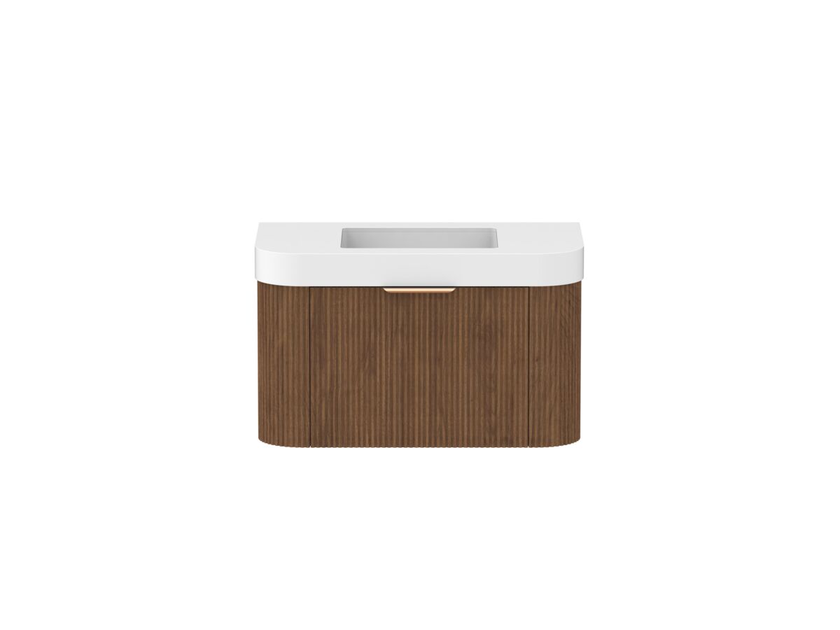 reece Kado Neue Fluted Double Curve All Door 900mm Wall Hung Vanity Centre Basin 90mm Durasein Top