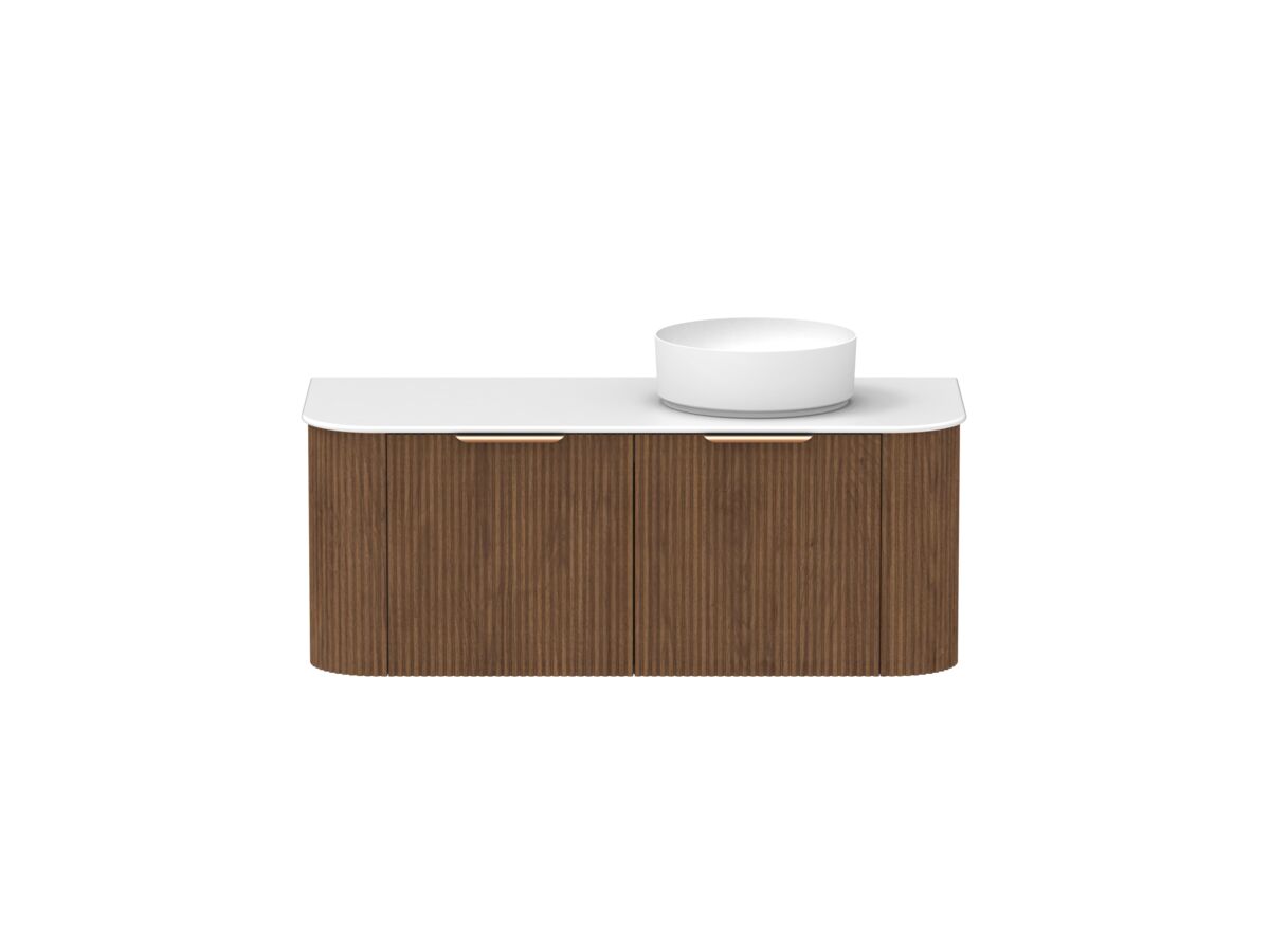 reece Kado Neue Fluted Double Curve All Drawer 1200mm Wall Hung Vanity Right Hand Basin 12mm Durasein Top