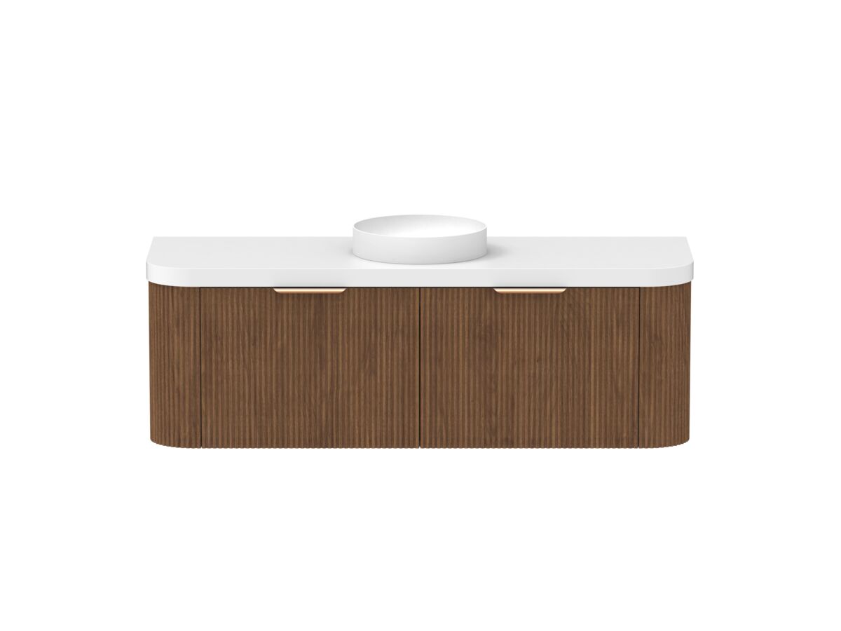 reece Kado Neue Fluted Double Curve All Drawer 1500mm Wall Hung Vanity Centre Basin 50mm Durasein Top
