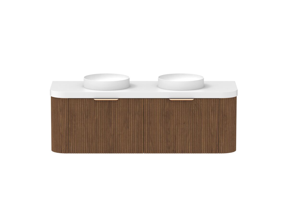 reece Kado Neue Fluted Double Curve All Drawer 1500mm Wall Hung Vanity Double Basin 50mm Durasein Top