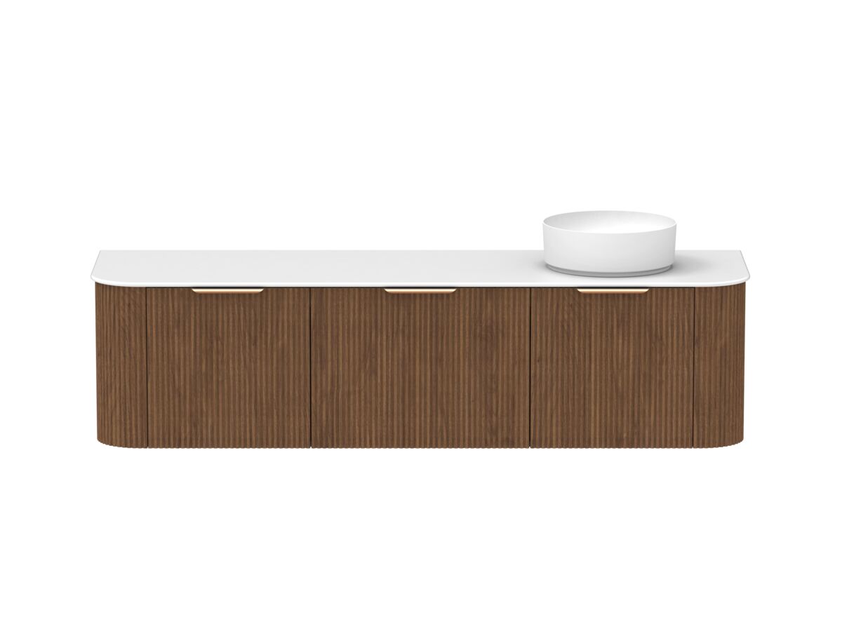 reece Kado Neue Fluted Double Curve All Drawer 1800mm Wall Hung Vanity Right Hand Basin 12mm Durasein Top