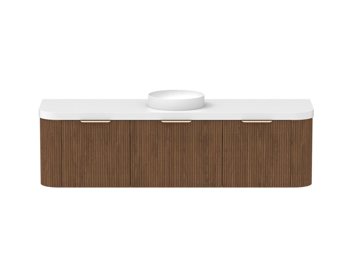 reece Kado Neue Fluted Double Curve All Drawer 1800mm Wall Hung Vanity Centre Basin 50mm Durasein Top