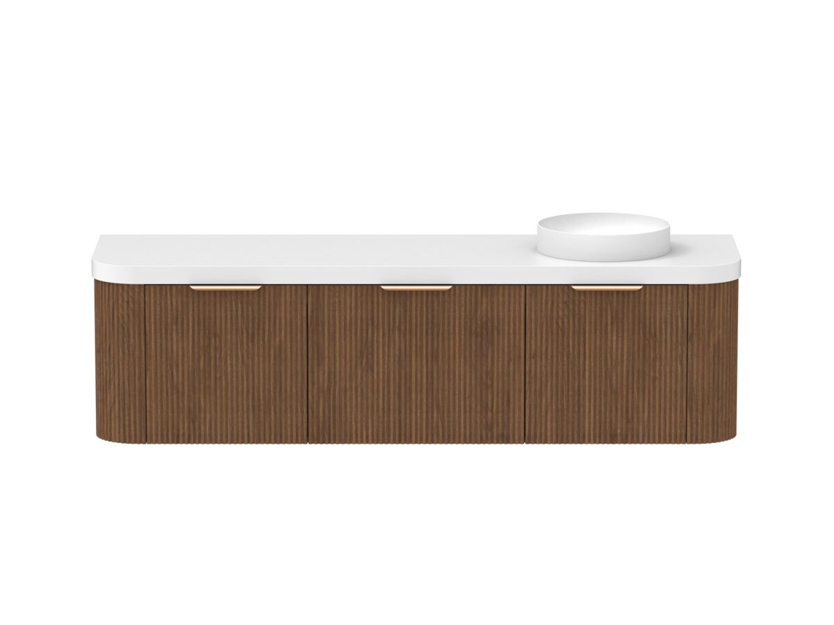 reece Kado Neue Fluted Double Curve All Drawer 1800mm Wall Hung Vanity Right Hand Basin 50mm Durasein Top