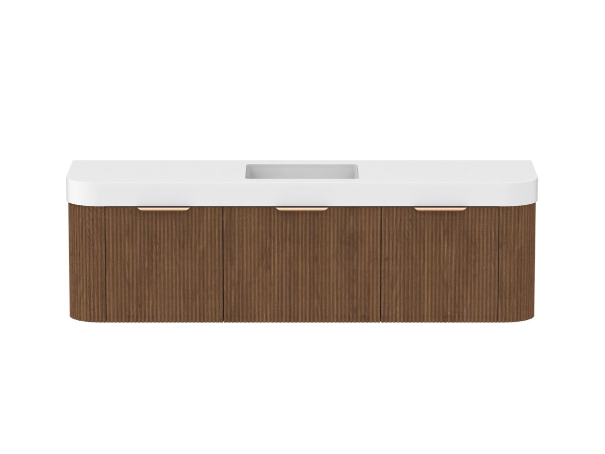 reece Kado Neue Fluted Double Curve All Drawer 1800mm Wall Hung Vanity Centre Basin 90mm Durasein Top