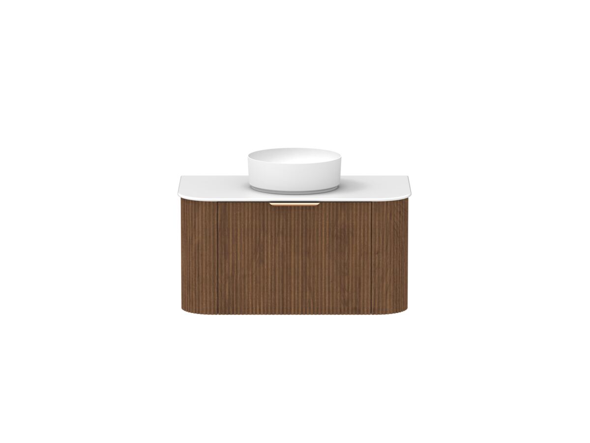 reece Kado Neue Fluted Double Curve All Drawer 900mm Wall Hung Vanity Centre Basin 12mm Durasein Top