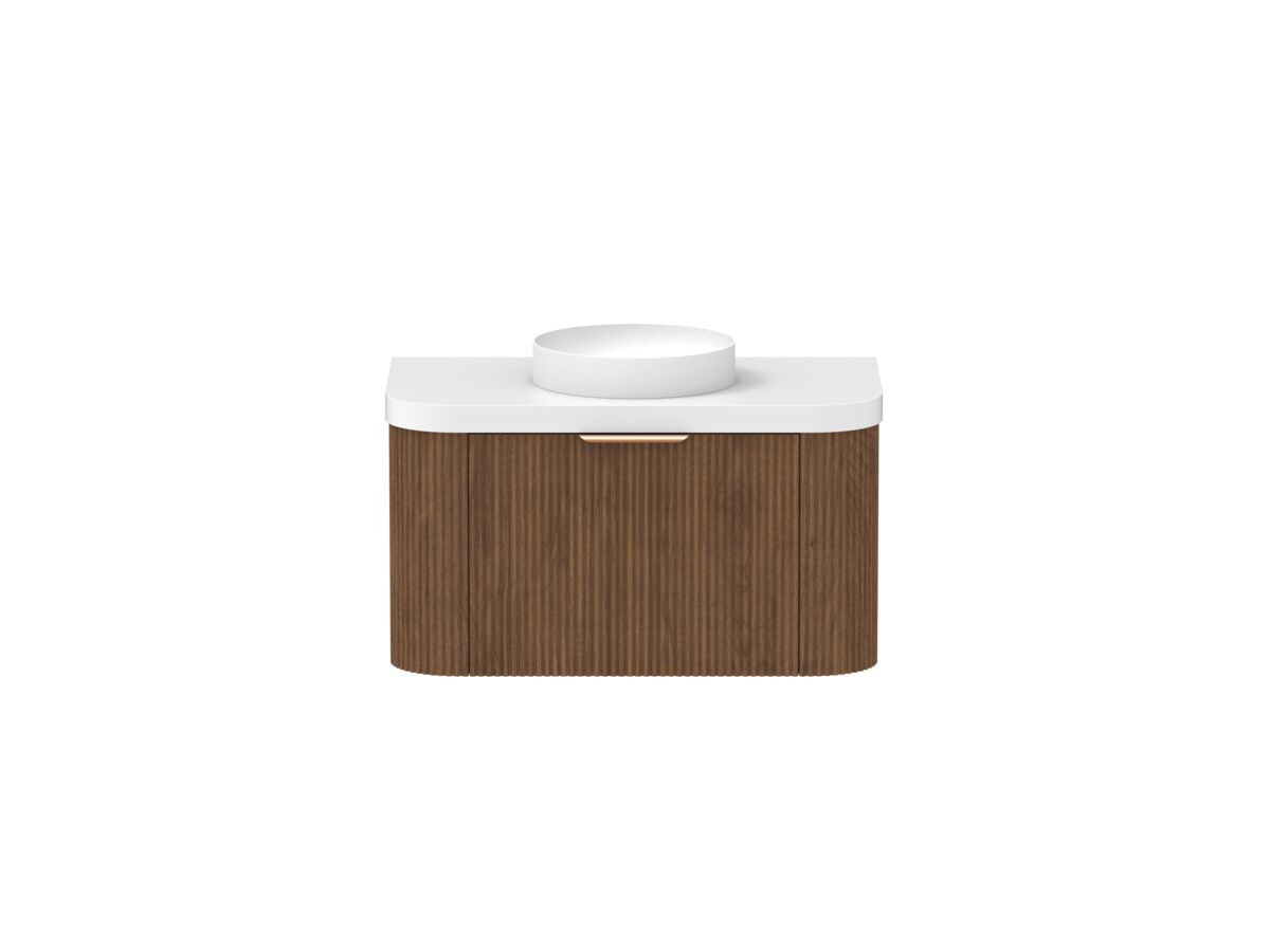 reece Kado Neue Fluted Double Curve All Drawer 900mm Wall Hung Vanity Centre Basin 50mm Durasein Top