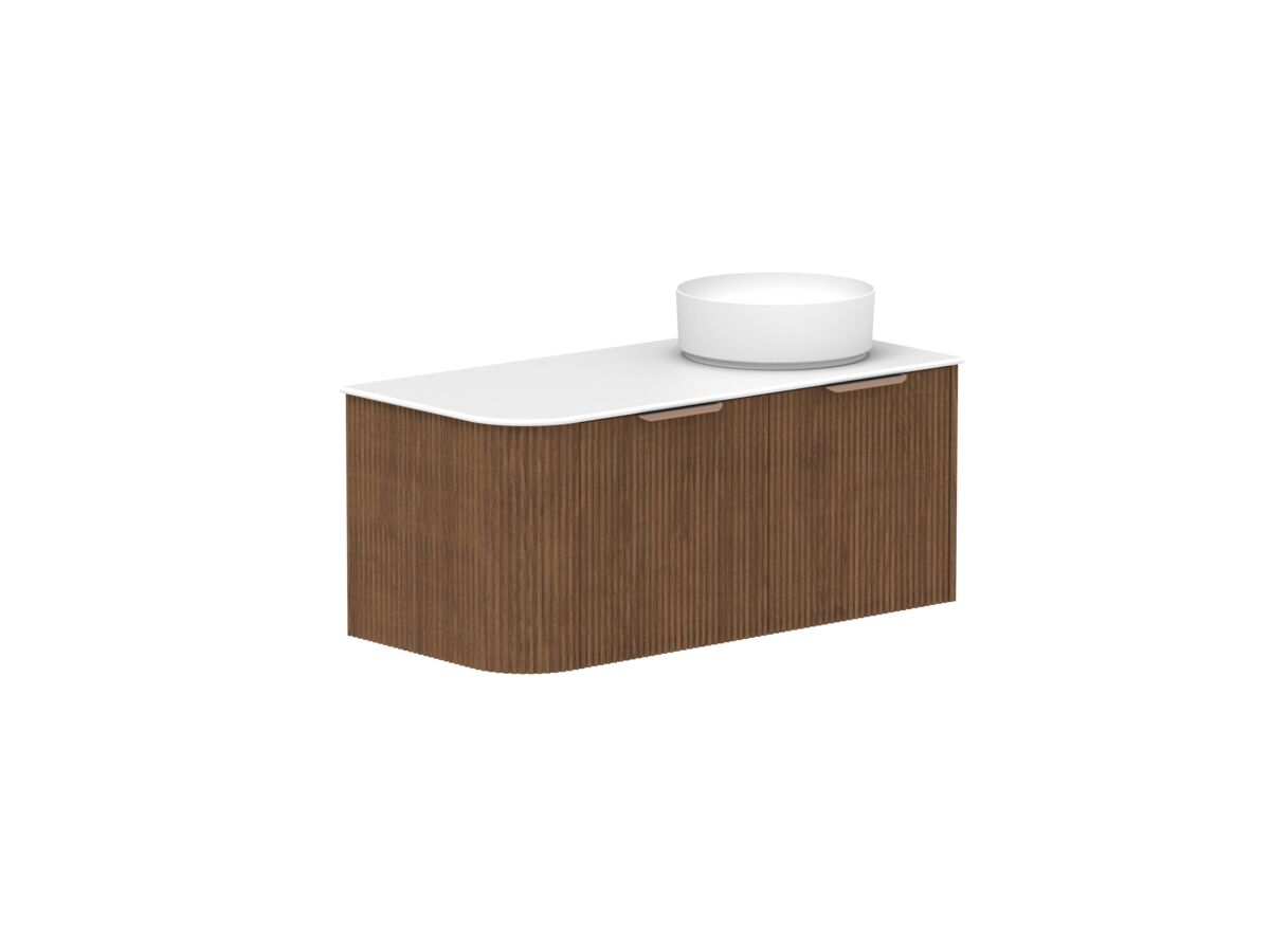 reece Kado Neue Fluted Single Curve All Door 1050mm Wall Hung Vanity Right Hand Basin 12mm Durasein Top