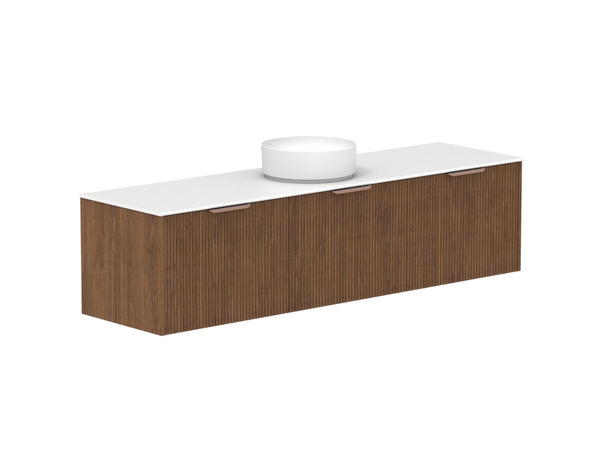 reece Kado Neue Fluted Square All Door 1800mm Wall Hung Vanity Centre Basin 12mm Durasein Top