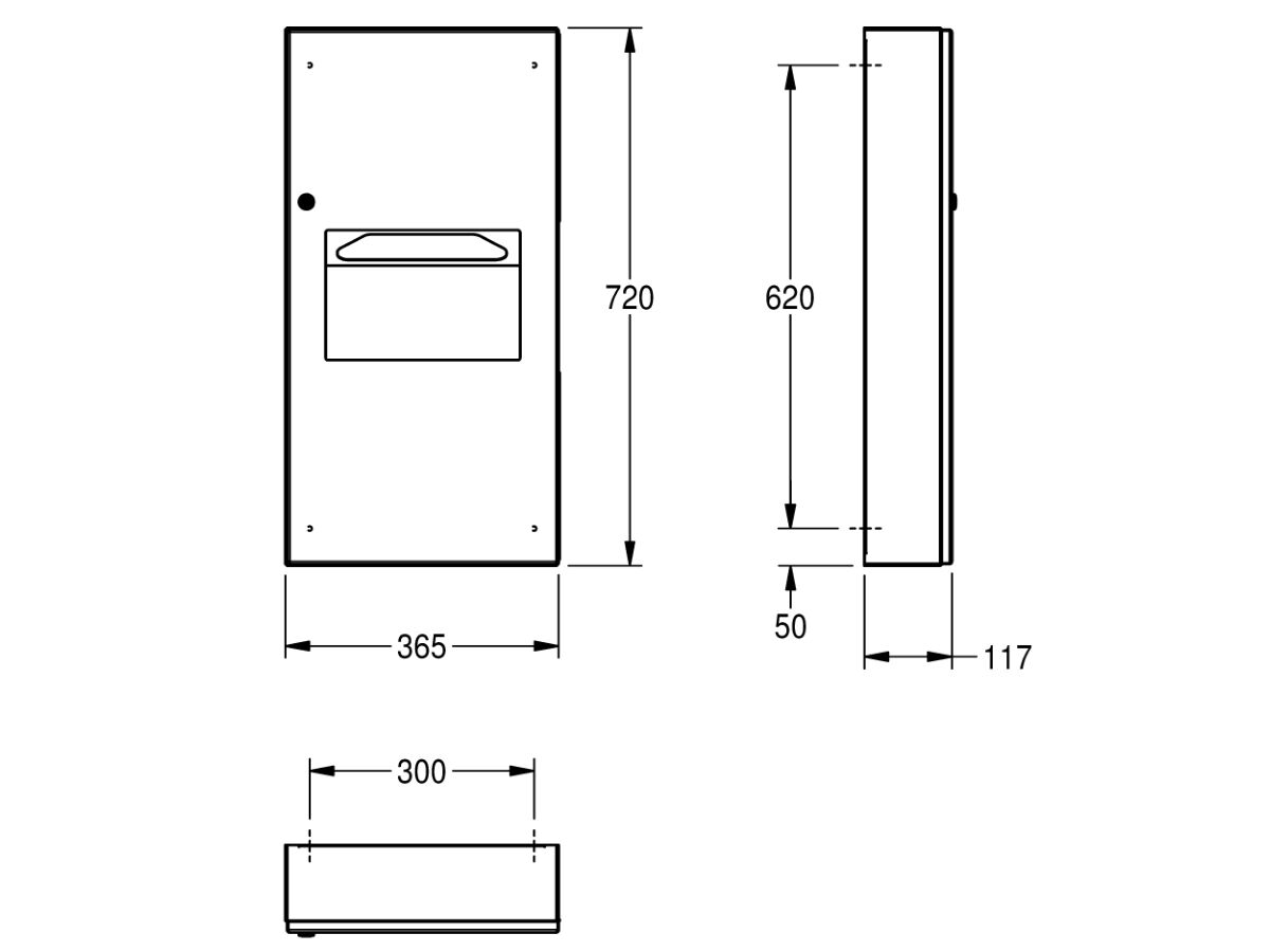 Reece KWC Commercial Surface Combination Unit 6.5 Litres Stainless Steel (Paper Towel Dispenser And Waste Receptacle)