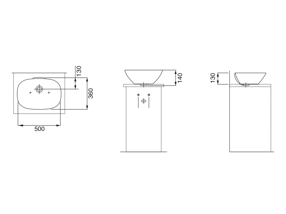 Reece LAUFEN Ino Counter Basin With Overflow No Taphole 500mm White