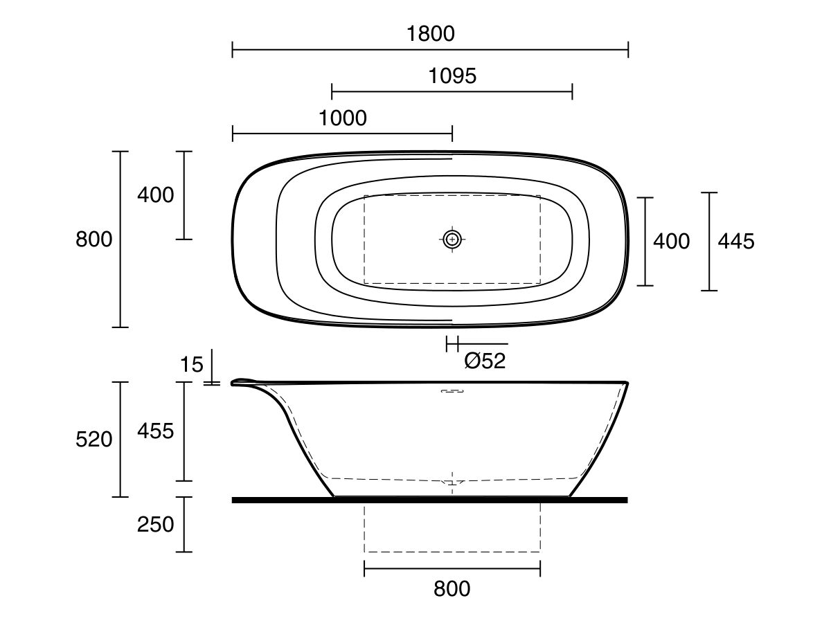 Reece LAUFEN Ino Freestanding Bath With Shelf And Overflow 1800 X 800 Sentec White